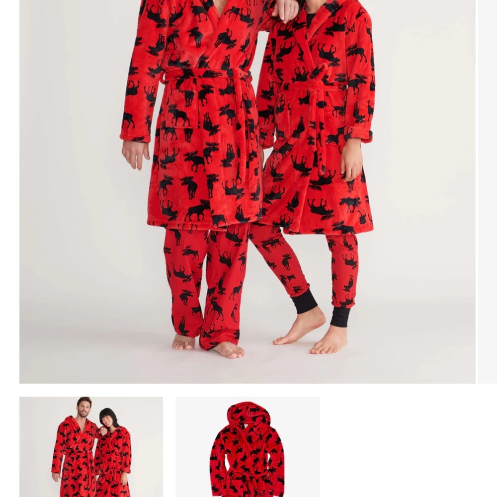 Hatley Moose On Red Adult Fleece Robe Moose Print Robe